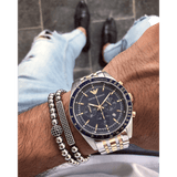 Emporio Armani Tazio Chronograph Blue Dial Gold & Silver Stainless Steel Strap Watch For Men - AR8030 Authentic Buy Shop Now