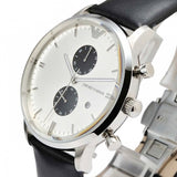 Emporio Armani Gianni White Dial Black Leather Strap Watch For Men - AR0385 Authentic Buy Shop Now