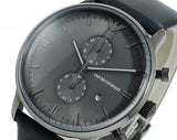 Emporio Armani Classic Grey Dial Grey Leather Strap Watch For Men - AR0388 Authentic Buy Shop Now