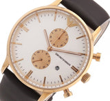 Emporio Armani Gianni Classic Chronograph White Dial Brown Leather Strap Watch For Men - AR0398 Authentic Buy Shop Now