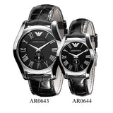 Emporio Armani Velente Black Dial Black Leather Strap Watch For Women - AR0644 Authentic Buy Shop Now