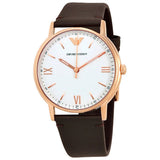 Emporio Armani Dress Quartz White Dial Brown Leather Strap Watch For Men - AR11011 Authentic Buy Shop Now