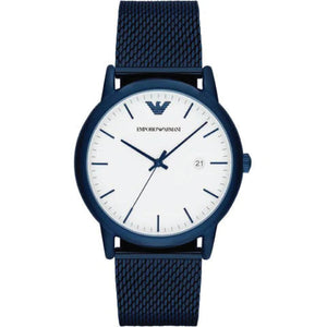 Emporio Armani Luigi Quartz White Dial Blue Mesh Bracelet Watch For Men - AR11025 Authentic Buy Shop Now