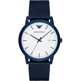 Emporio Armani Luigi Quartz White Dial Blue Mesh Bracelet Watch For Men - AR11025 Authentic Buy Shop Now