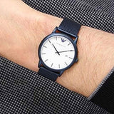 Emporio Armani Luigi Quartz White Dial Blue Mesh Bracelet Watch For Men - AR11025 Authentic Buy Shop Now