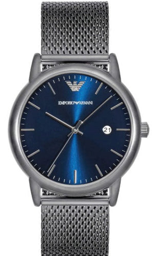 Emporio Armani Luigi Quartz Blue Dial Grey Mesh Bracelet Watch For Men - AR11053 Authentic Buy Shop Now