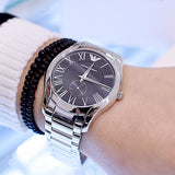 Emporio Armani Valente Quartz Black Dial Silver Steel Strap Watch For Men - AR11086 Authentic Buy Shop Now