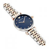 Emporio Armani Gianni T Bar Crystal Blue Dial Two Tone Steel Strap Watch For Women - AR11092 Authentic Buy Shop Now