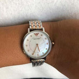 Emporio Armani Mother of Pearl Dial Two Tone Stainless Steel Watch For Women - AR11094 Authentic Buy Shop Now