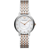 Emporio Armani Gianni T Bar Mother of Pearl Dial Two Tone Steel Strap Watch For Women - AR2508 Authentic Buy Shop Now