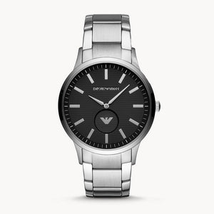 Emporio Armani Renato Quartz Black Dial Silver Steel Strap Watch For Men - AR11118 Authentic Buy Shop Now