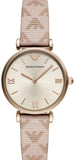 Emporio Armani Analog Grey Dial Pink Leather Strap Watch For Women - AR11126 Authentic Buy Shop Now