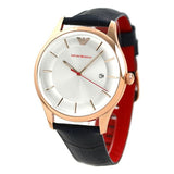 Emporio Armani Classic Silver Dial Blue Leather Strap Watch For Men - AR11131 Authentic Buy Shop Now