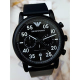 Emporio Armani Luigi Chronograph Black Dial Black Leather Strap Watch For Men - AR11133 Authentic Buy Shop Now