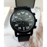 Emporio Armani Luigi Chronograph Black Dial Black Leather Strap Watch For Men - AR11133 Authentic Buy Shop Now