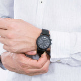 Emporio Armani Luigi Chronograph Black Dial Black Leather Strap Watch For Men - AR11133 Authentic Buy Shop Now
