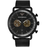 Emporio Armani Aviator Black Dial Black Mesh Bracelet Watch For Men - AR11142 Authentic Buy Shop Now