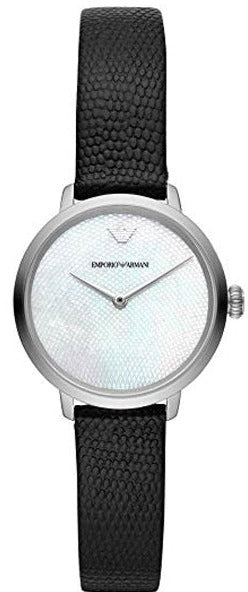 Emporio Armani Modern White Dial Black Leather Strap Watch For Women - AR11159 Authentic Buy Shop Now
