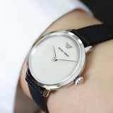 Emporio Armani Modern White Dial Black Leather Strap Watch For Women - AR11159 Authentic Buy Shop Now