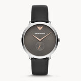Emporio Armani Modern Slim Quartz Grey Dial Black Leather Strap Watch For Men - AR11162 Authentic Buy Shop Now