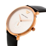 Emporio Armani Modern Slim Analog Silver Dial Brown Leather Strap Watch For Men - AR11163 Authentic Buy Shop Now