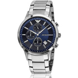 Emporio Armani Renato Chronograph Blue Dial Silver Steel Strap Watch For Men - AR11164 Authentic Buy Shop Now