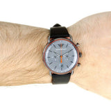 Emporio Armani Aviator Grey Dial Grey Leather Strap Watch For Men - AR11168 Authentic Buy Shop Now