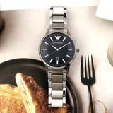 Emporio Armani Renato Quartz Black Dial Silver Steel Strap Watch For Men - AR11181 Authentic Buy Shop Now
