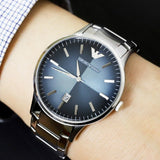 Emporio Armani Renato Quartz Blue Dial Silver Steel Strap Watch For Men - AR11182 Authentic Buy Shop Now
