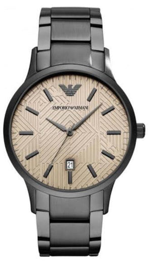 Emporio Armani Renato Quartz Beige Dial Grey Steel Strap Watch For Men - AR11183 Authentic Buy Shop Now