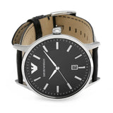Emporio Armani Renato Analog Black Dial Black Leather Strap Watch For Men - AR11186 Authentic Buy Shop Now