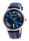 Emporio Armani Renato Analog Blue Dial Blue Leather Strap Watch For Men - AR11188 Authentic Buy Shop Now