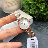 Emporio Armani Gianni T-Bar Mother of Pearl Dial Rose Gold Steel Strap Watch For Women - AR11203 Authentic Buy Shop Now