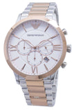 Emporio Armani Giovanni Chronograph Quartz White Dial Two Tone Steel Strap Watch For Men - AR11209 Authentic Buy Shop Now