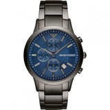 Emporio Armani Renato Chronograph Quartz Blue Dial Black Steel Strap Watch For Men - AR11215 Authentic Buy Shop Now