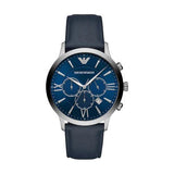 Emporio Armani Giovanni T Bar Chronograph Quartz Blue Dial Blue Leather Strap Watch For Men - AR11226 Authentic Buy Shop Now