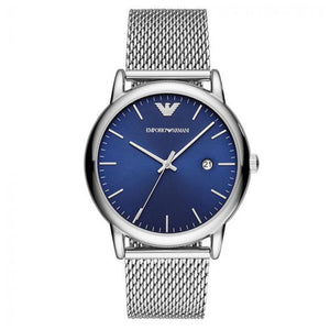 Emporio Armani Luigi Quartz Blue Dial Silver Mesh Bracelet Watch For Men - AR11230 Authentic Buy Shop Now