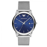 Emporio Armani Luigi Quartz Blue Dial Silver Mesh Bracelet Watch For Men - AR11230 Authentic Buy Shop Now
