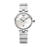 Emporio Armani Mother of Pearl Dial Silver Steel Strap Watch For Women - AR11235 Authentic Buy Shop Now