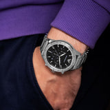 Emporio Armani Mario Chronograph Black Dial Silver Steel Strap Watch For Men - AR11241 Authentic Buy Shop Now