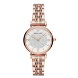 Emporio Armani T-Bar Gianni Crystal Pave Dial Rose Gold Steel Strap Watch For Women - AR11244 Authentic Buy Shop Now
