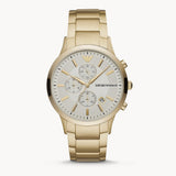 Emporio Armani Renato Chronograph White Dial Gold Steel Strap Watch For Men - AR11332 Authentic Buy Shop Now