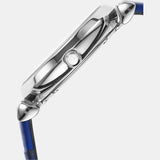 Emporio Armani Gianni T Bar Quartz Crystals Silver Dial Blue Leather Strap Watch For Women - AR11344 Authentic Buy Shop Now