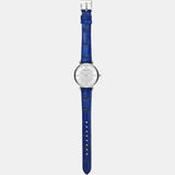 Emporio Armani Gianni T Bar Quartz Crystals Silver Dial Blue Leather Strap Watch For Women - AR11344 Authentic Buy Shop Now