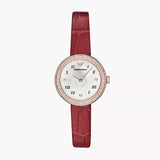 Emporio Armani Rosa Two Hand White Dial Red Leather Strap Watch For Women - AR11357 Authentic Buy Shop Now