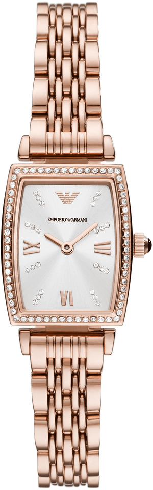 Emporio Armani Gianni T Bar Quartz Crystals White Dial Rose Gold Steel Strap Watch For Women - AR11406 Authentic Buy Shop Now