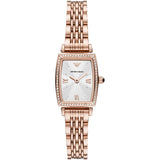Emporio Armani Gianni T Bar Quartz Crystals White Dial Rose Gold Steel Strap Watch For Women - AR11406 Authentic Buy Shop Now