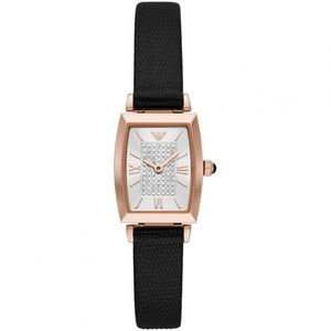 Emporio Armani Gianni T Bar Quartz White Dial Black Leather Strap Watch For Women - AR11408 Authentic Buy Shop Now