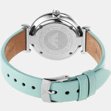 Emporio Armani Gianni T Bar Analog Crystals Silver Dial Blue Leather Strap Watch For Women - AR11443 Authentic Buy Shop Now