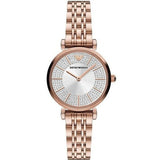 Emporio Armani Gianni T-Bar Crystals Silver Dial Rose Gold Steel Strap Watch For Women - AR11446 Authentic Buy Shop Now